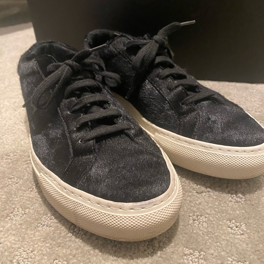 WOMAN by COMMON PROJECTS Black Calf Hair Sneakers size 37 EU
